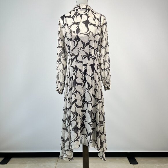 NWOT Mint Velvet Olivia Geometric Sheer Asymmetric Midi Dress US 6 UK 10 - Picture 5 of 13